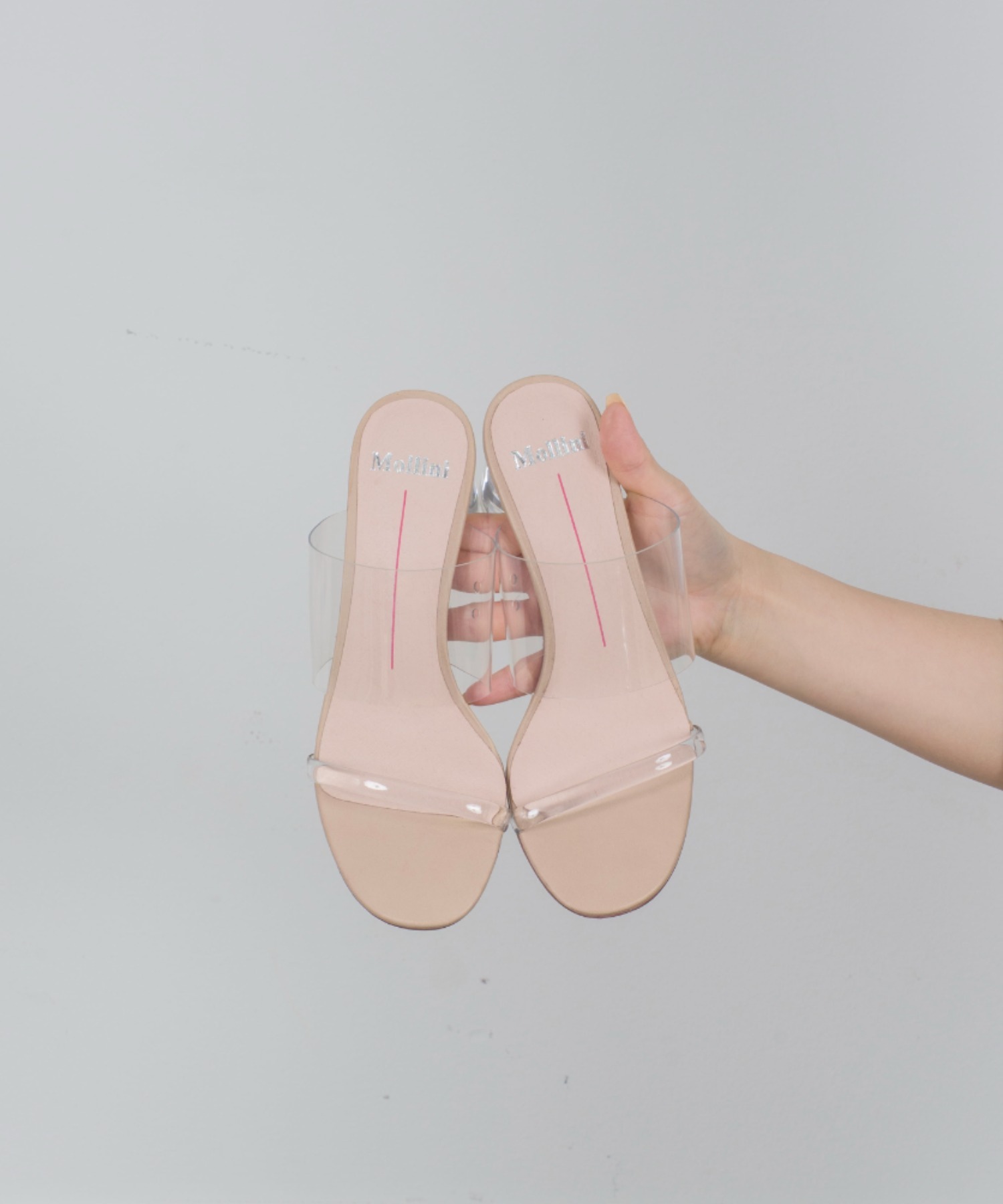 【Mollini/モリーニ】太ヒール ミュールサンダル　クリア