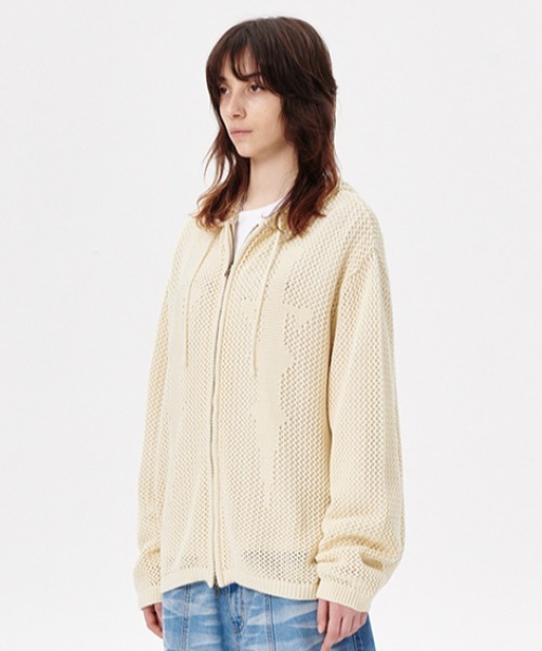 [ MAHAGRID]★25SS★韓国人気★DAGGER MESH HOOD ZIP UP KNIT mahagrid/マハグリッド』DAGGER MESH HOOD ZIP UP KNIT/ダガー