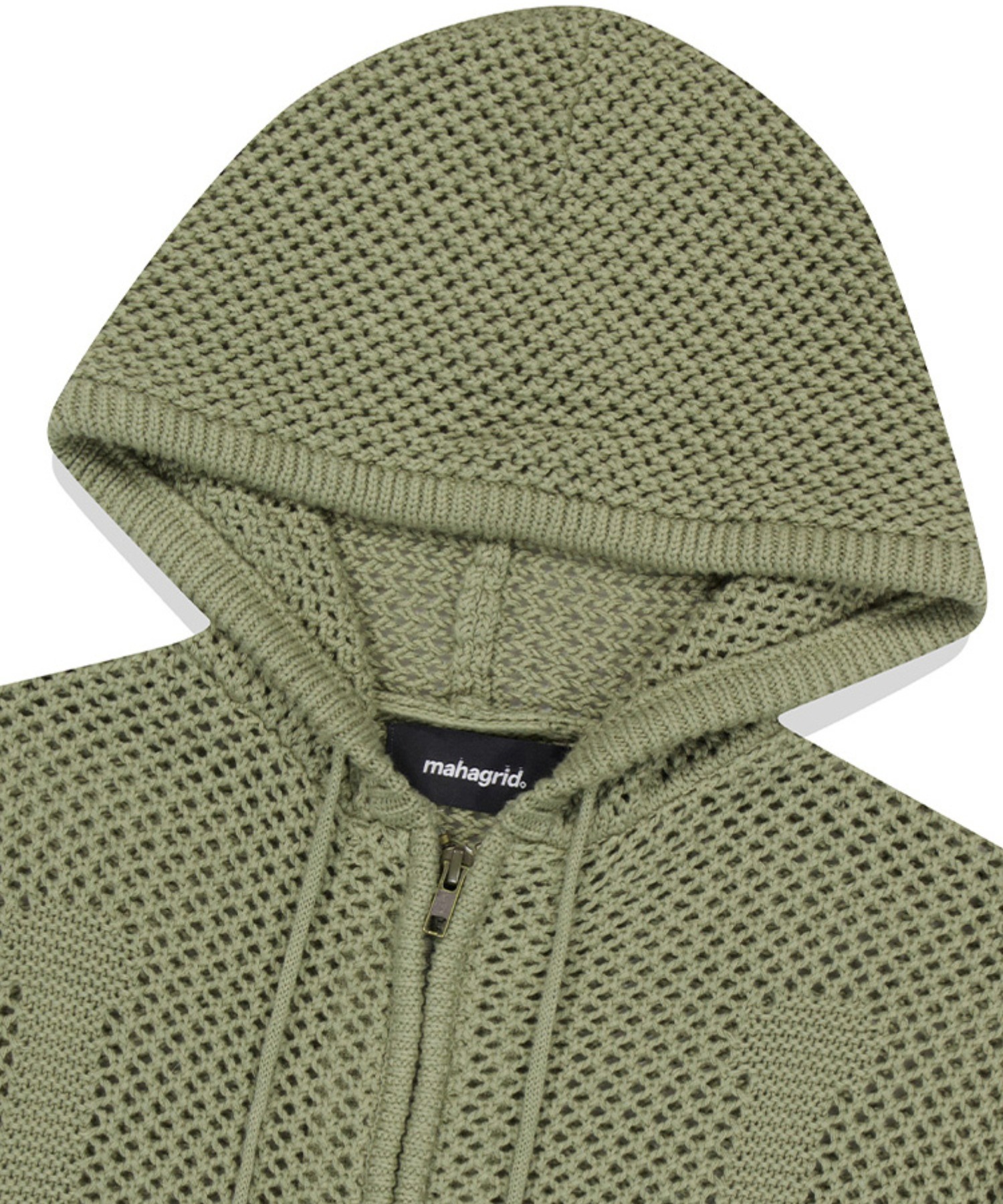 mahagrid/マハグリッド』DAGGER MESH HOOD ZIP UP KNIT/ダガー