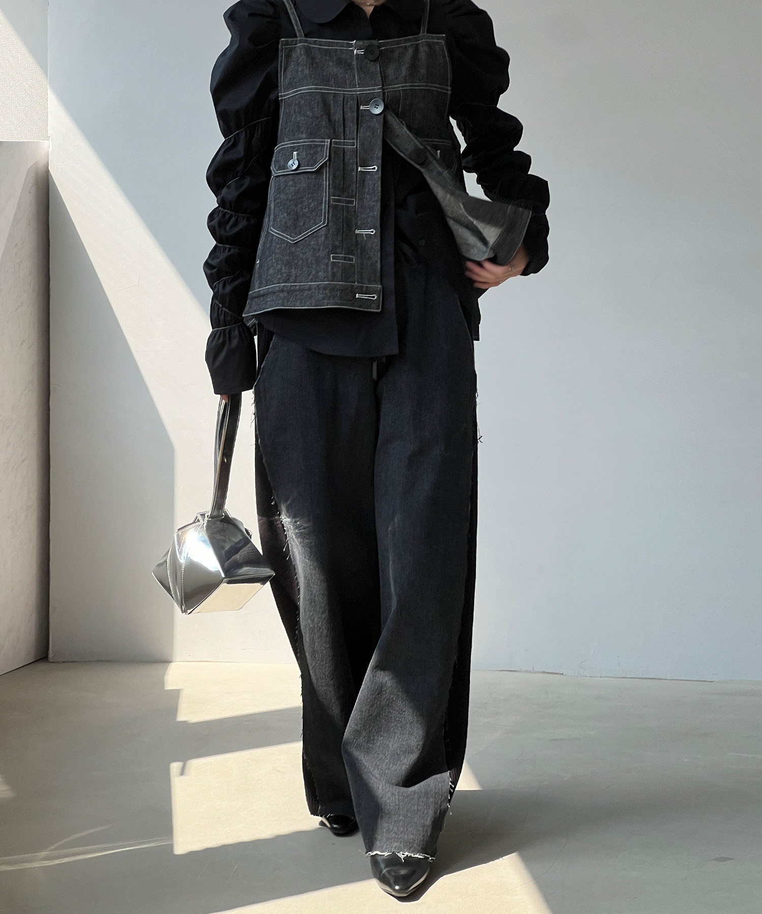 auskou ドッキングデニムパンツ セール☆3990円→990円 スウェットドッキングデニムパンツ