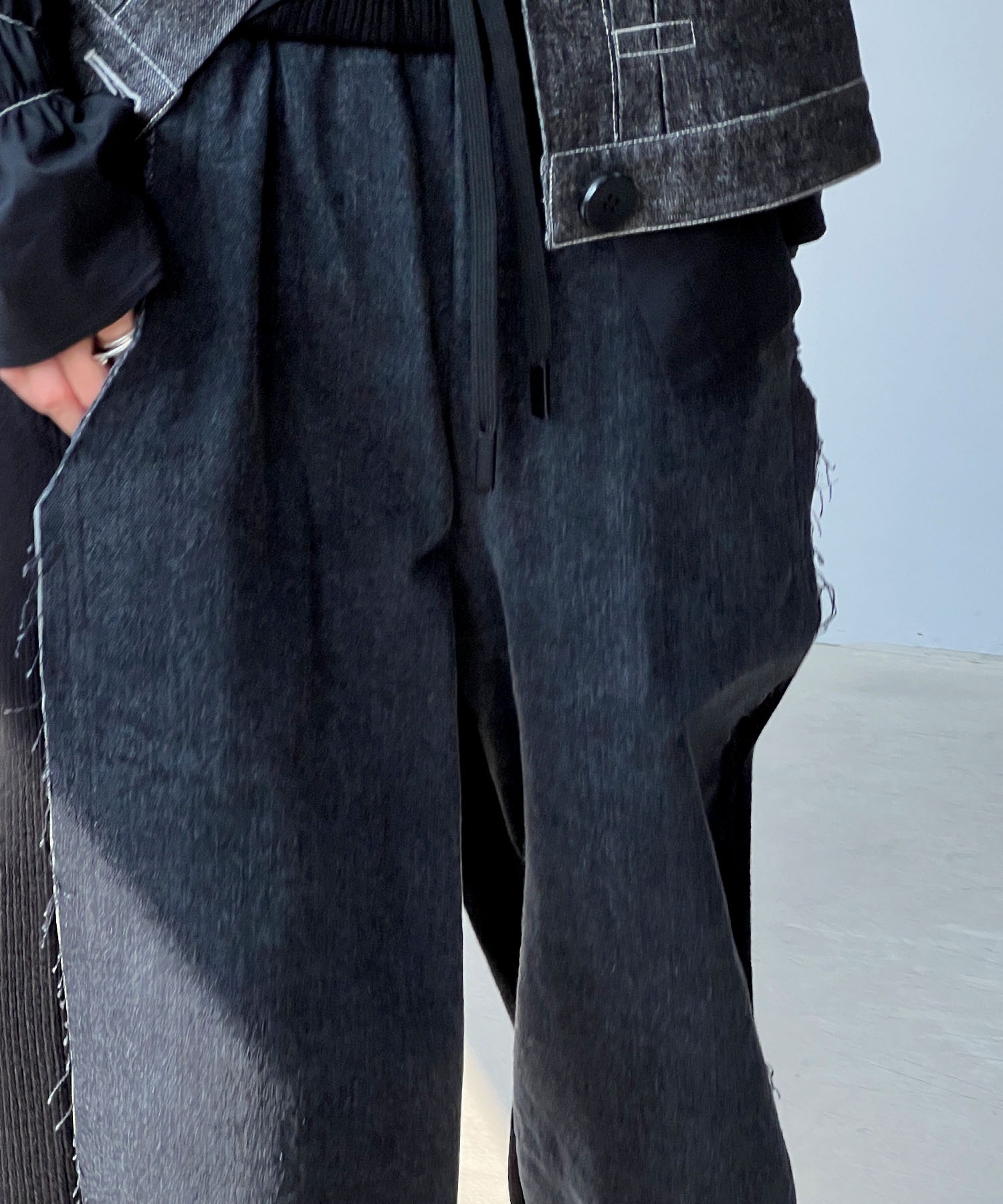 YOUYILIN】ニットドッキング ルーズデニム chw24a032-ファッション通販