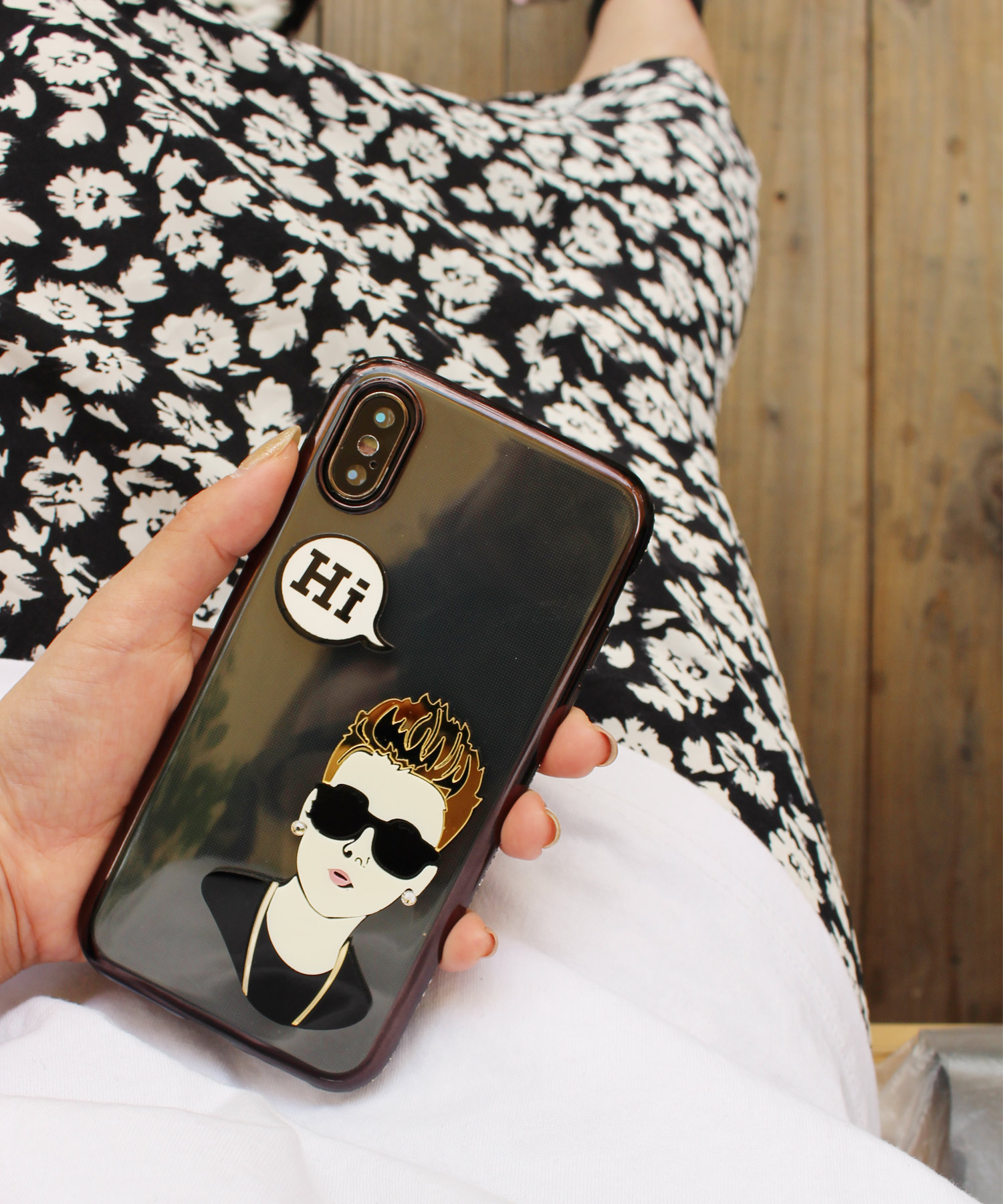 Happy Face ハッピーフェイス Iphone 7 8 X Xs Case Celebrity Style 透明メタリックフレーム 海外