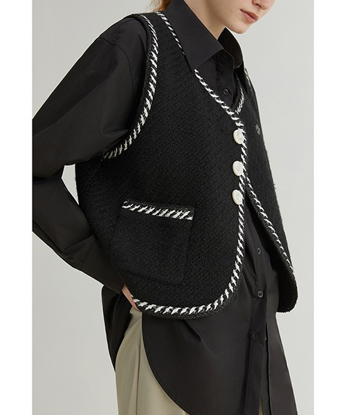 【Fano Studios】Tweed bicolor wool vest FQ21S014
