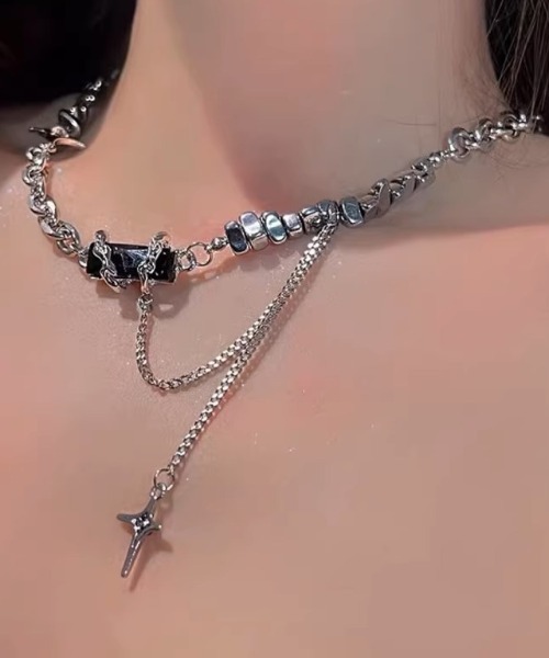 アクセサリー komi_291t AQUA SILVER】透かし桜ネックレス