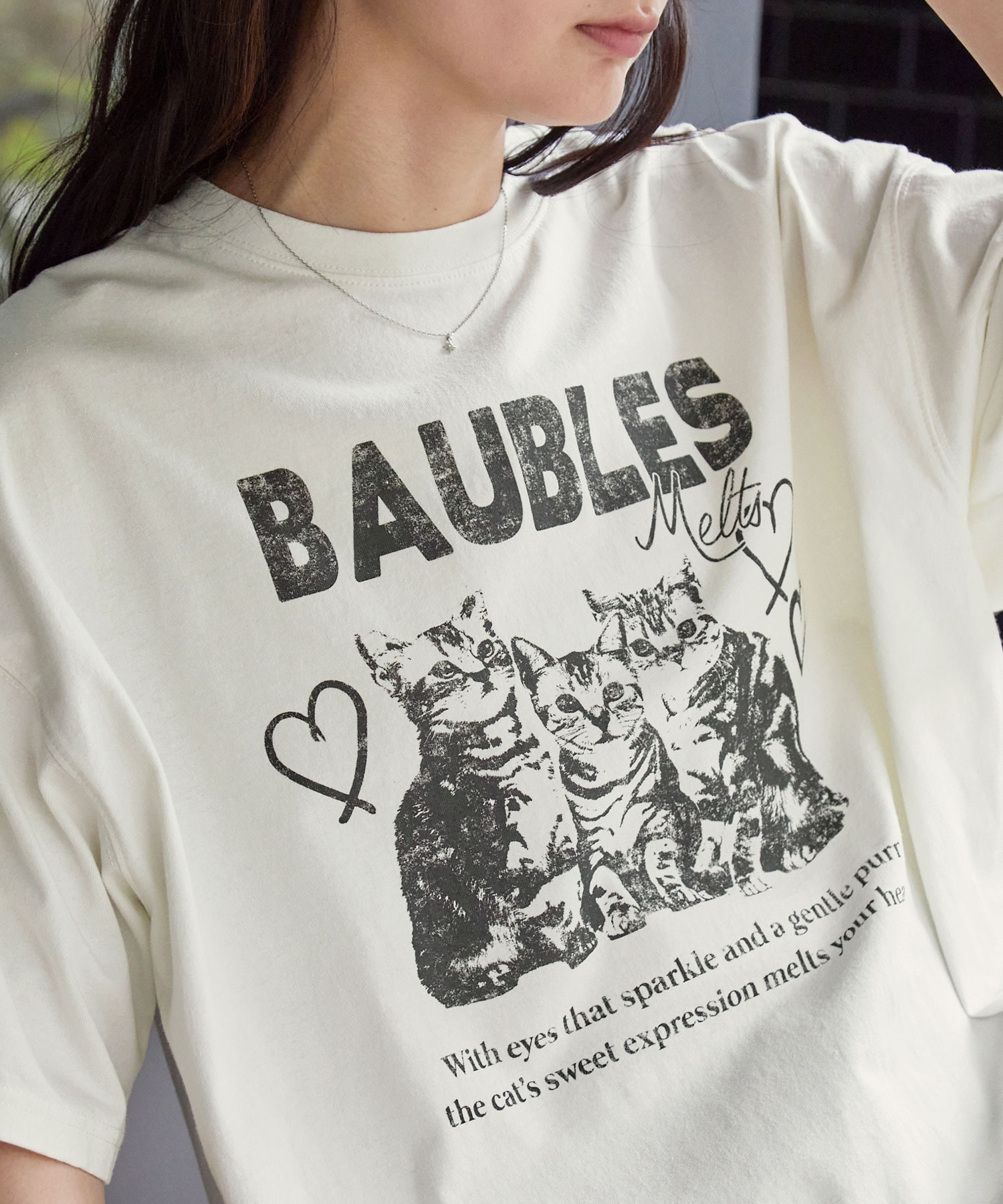 ヴィンテージ加工 アニマルプリントキャット半袖Tシャツ MONO-MART