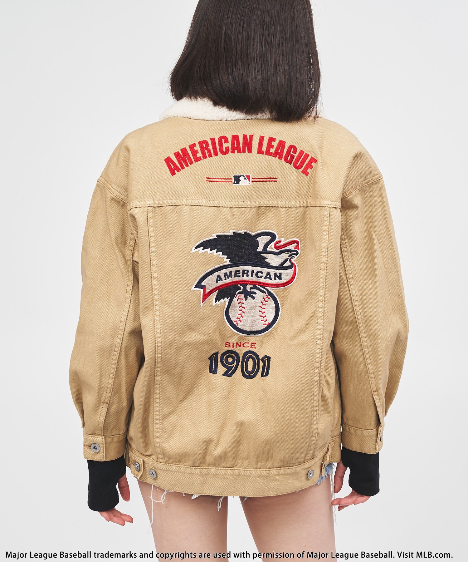 MLB】AMERICAN LEAGUE刺繍ボアGジャン BACK TO THE FIELD(BTTF 
