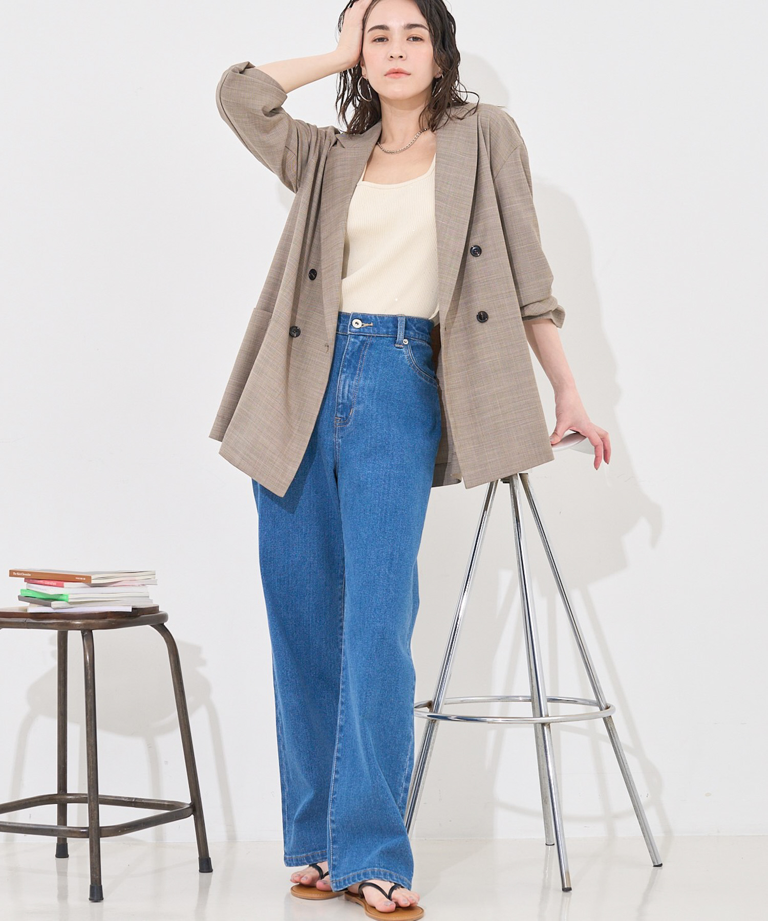 【LEE掲載】メランジ調ダブルジャケット abahouse mavie｜【LEE掲載・セットアップ対応】メランジ調ダブル