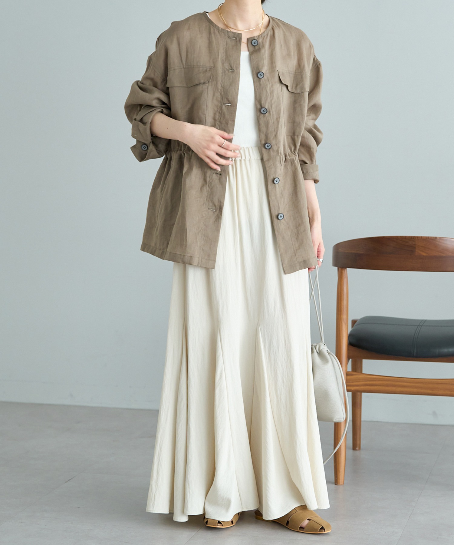 ラミーノーカラーサファリジャケット