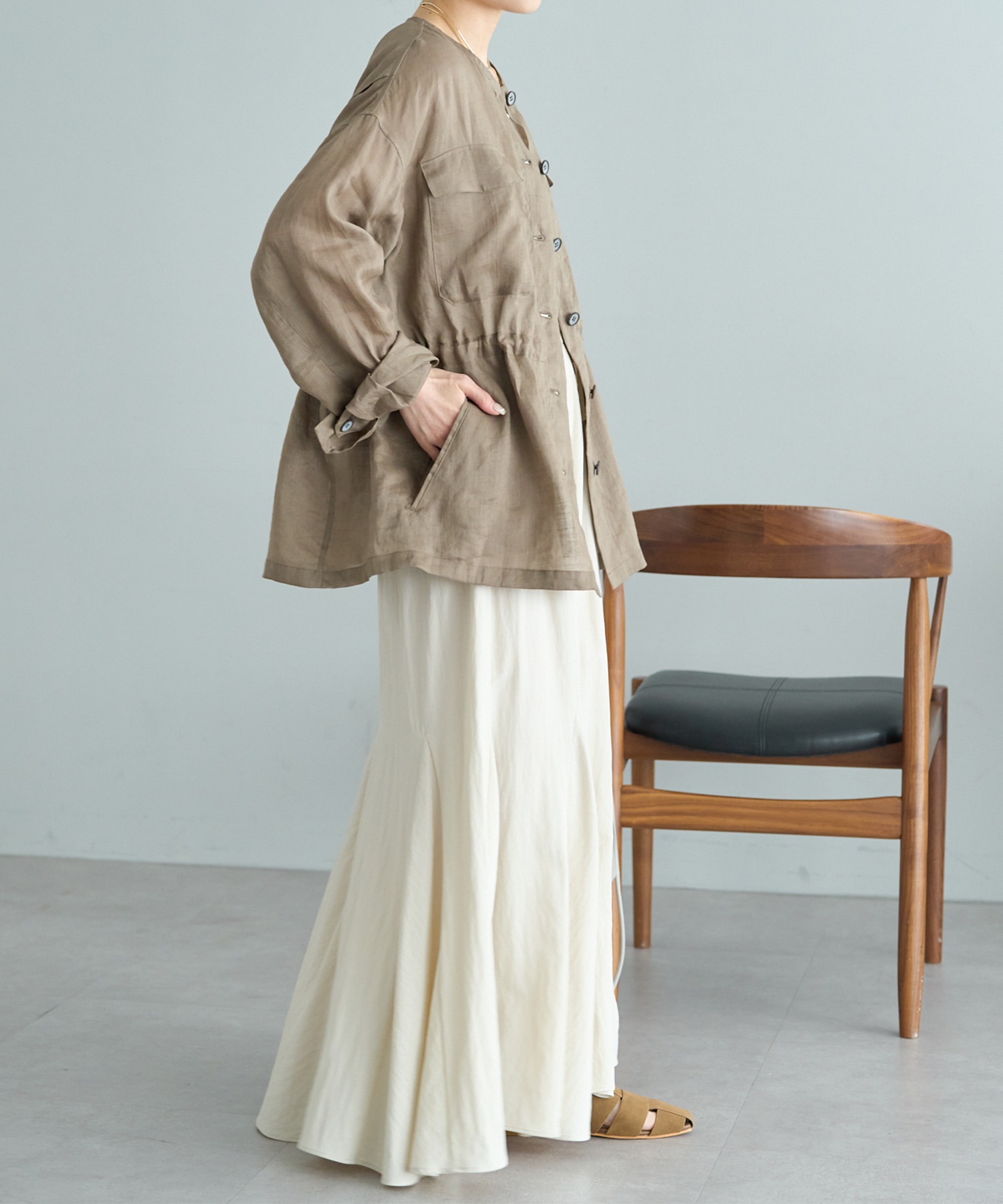 ラミーノーカラーサファリジャケット