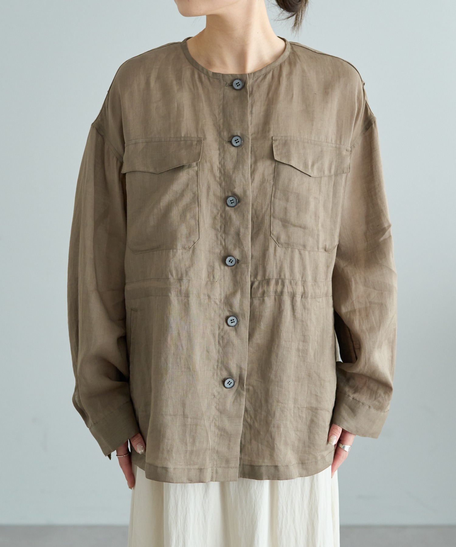 ラミーノーカラーサファリジャケット