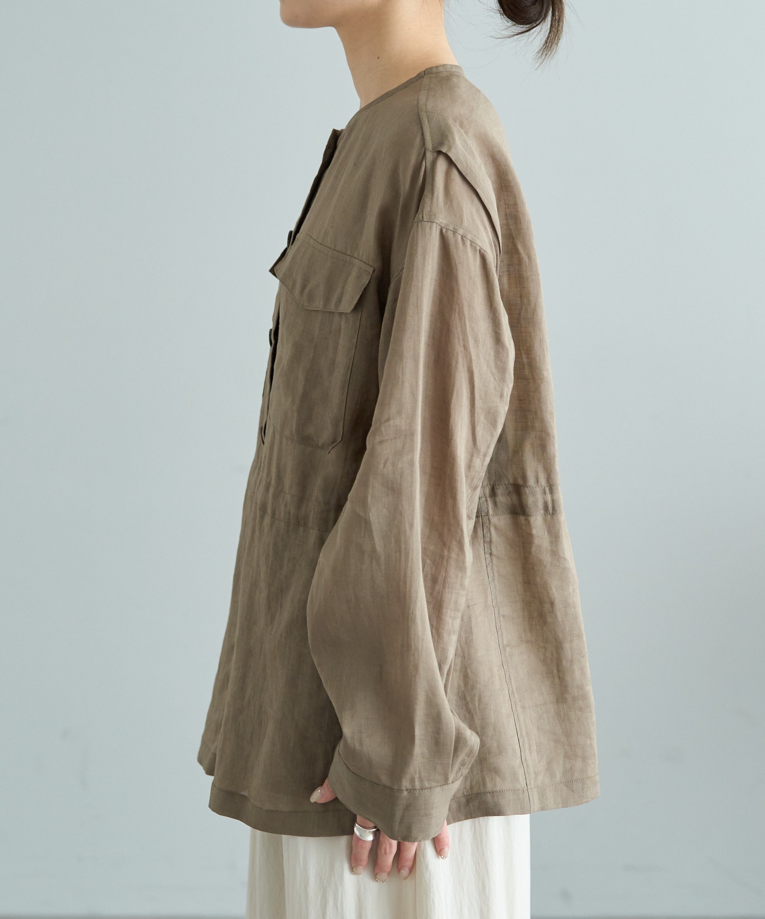 ラミーノーカラーサファリジャケット