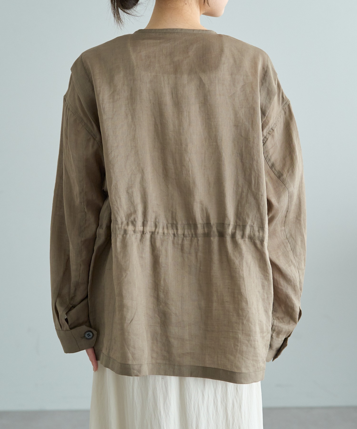 ラミーノーカラーサファリジャケット