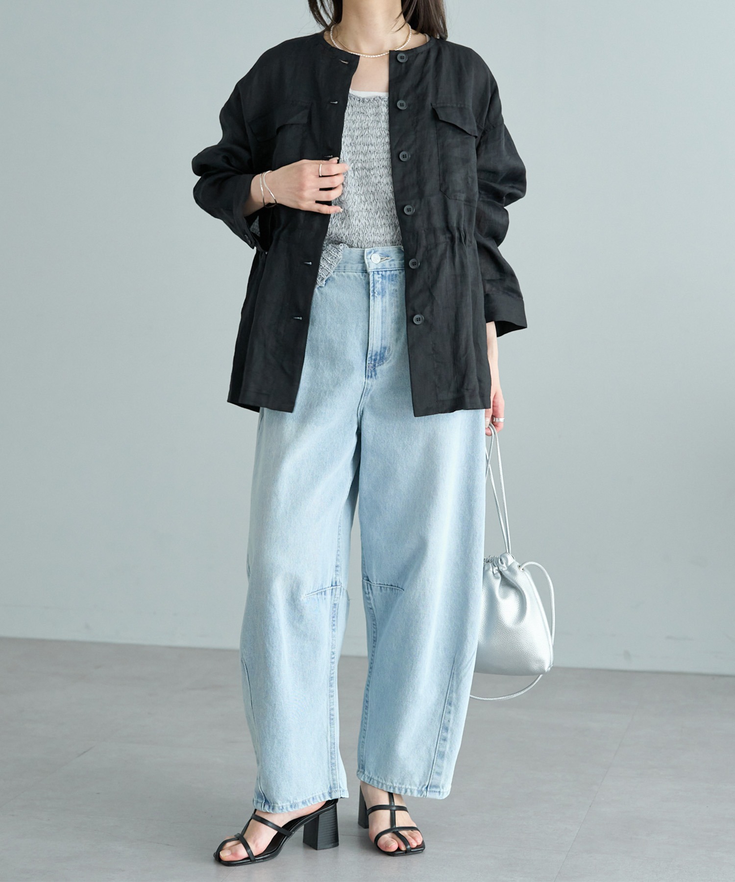 ラミーノーカラーサファリジャケット