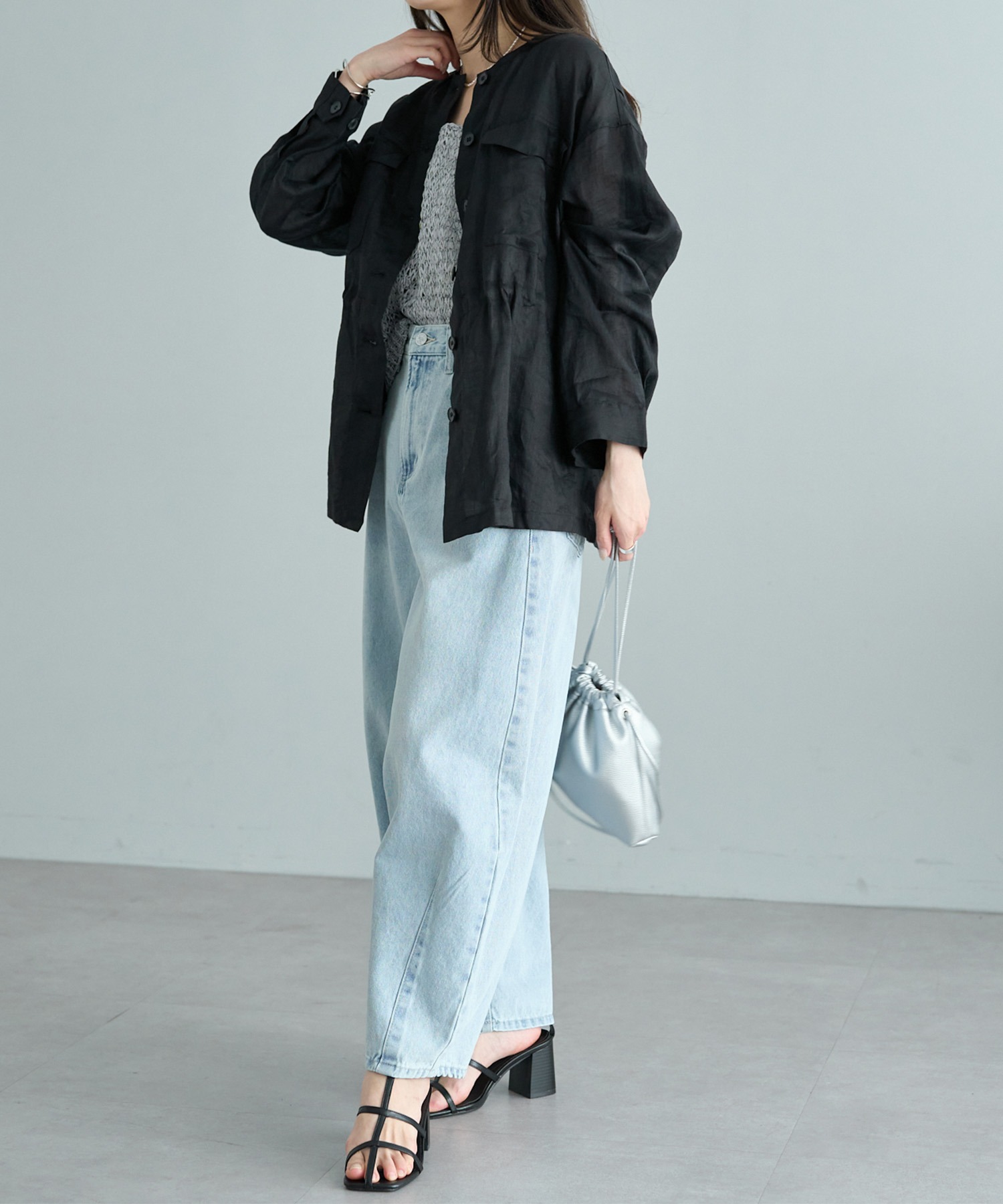 ラミーノーカラーサファリジャケット