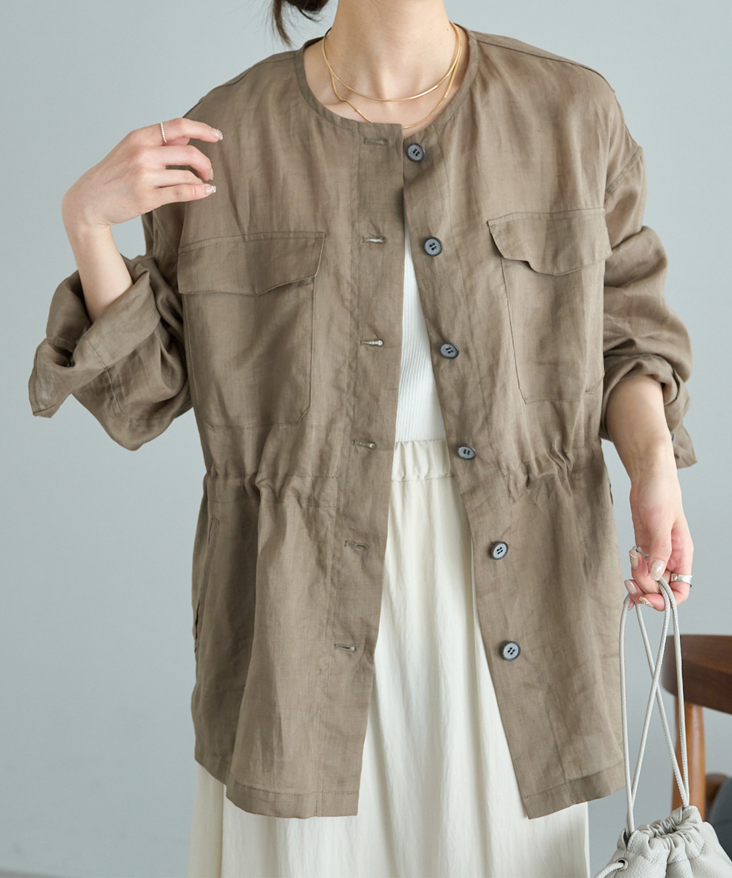 ラミーノーカラーサファリジャケット