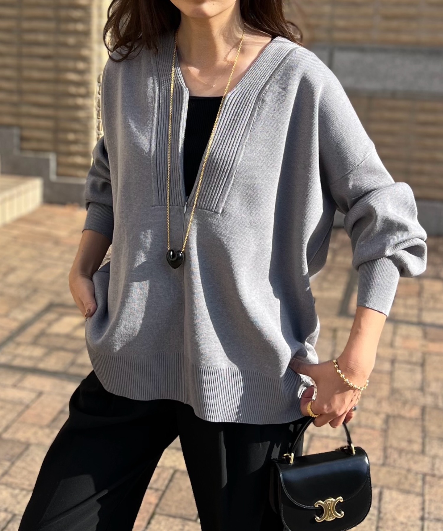 ドゥーズィエムクラス✨ウール　ケーブルVネックプルオーバー　ニット　ゆったり　白 Deuxieme Classe（ドゥーズィエムクラス）の「Code Lily Vネックプル