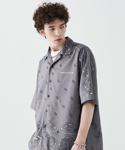 Harsh and Cruel】 Graphic Art Print Paisley Open Collar Shirts