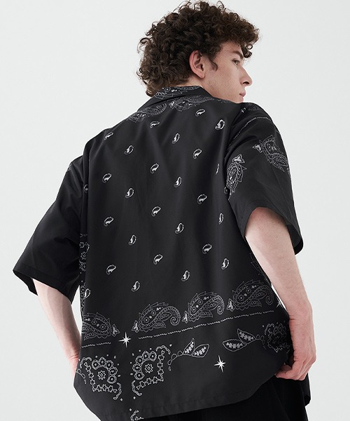 Harsh and Cruel】 Graphic Art Print Paisley Open Collar Shirts