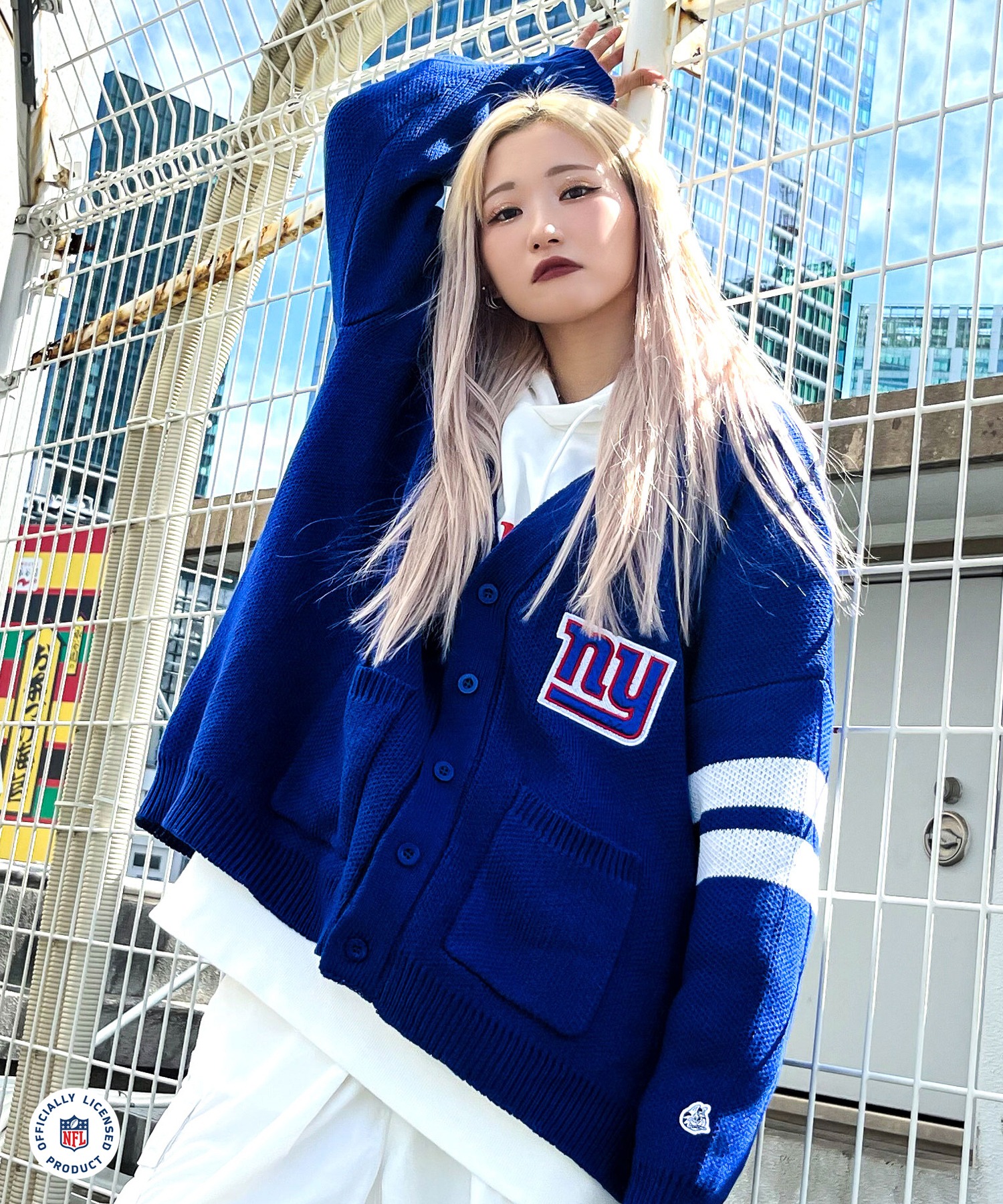 NFL×A'gem KNIT CARDIGAN］アップリケ刺繍ニットカーディガン A'gem│A