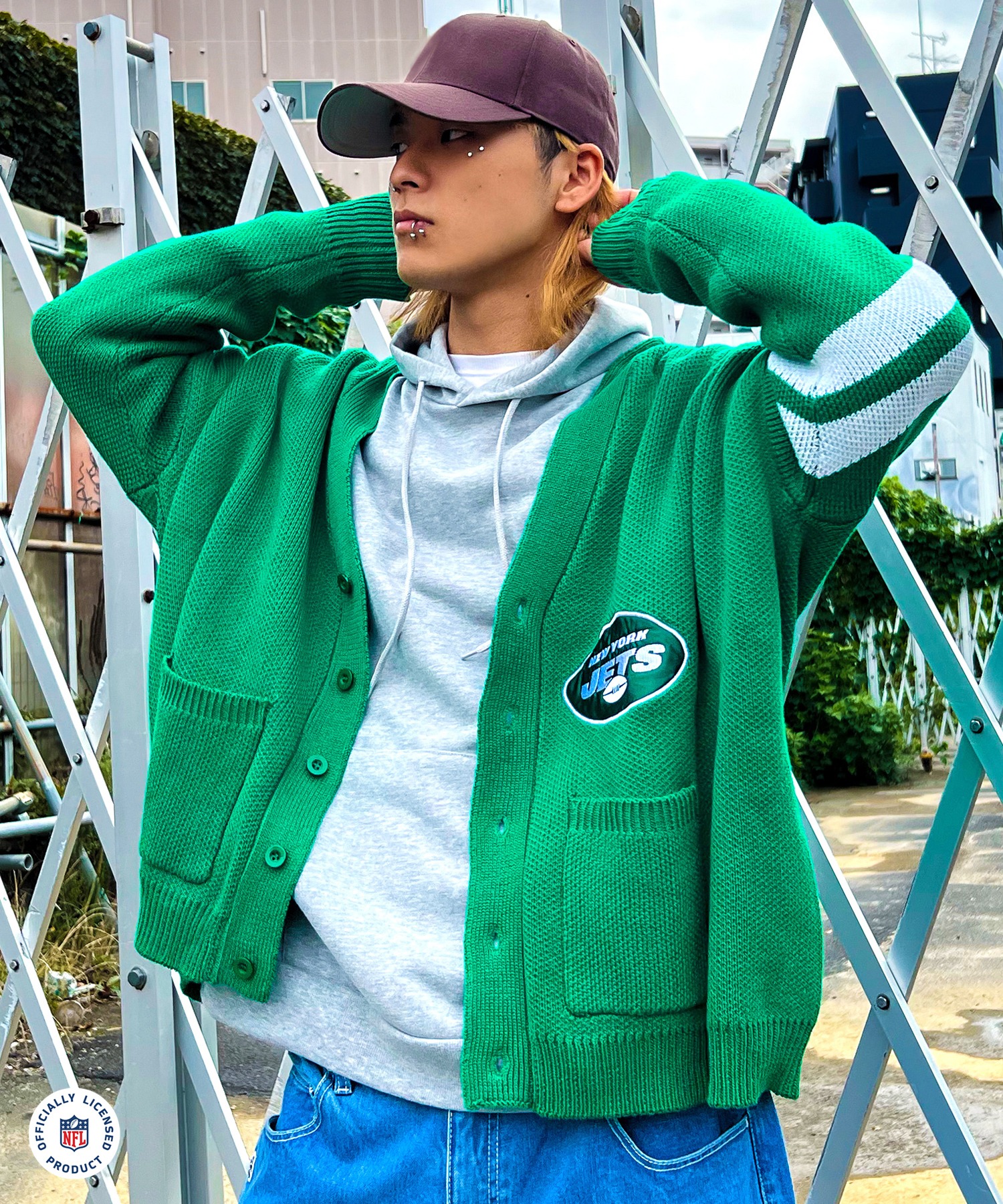 NFL×A'gem KNIT CARDIGAN］アップリケ刺繍ニットカーディガン A'gem│A