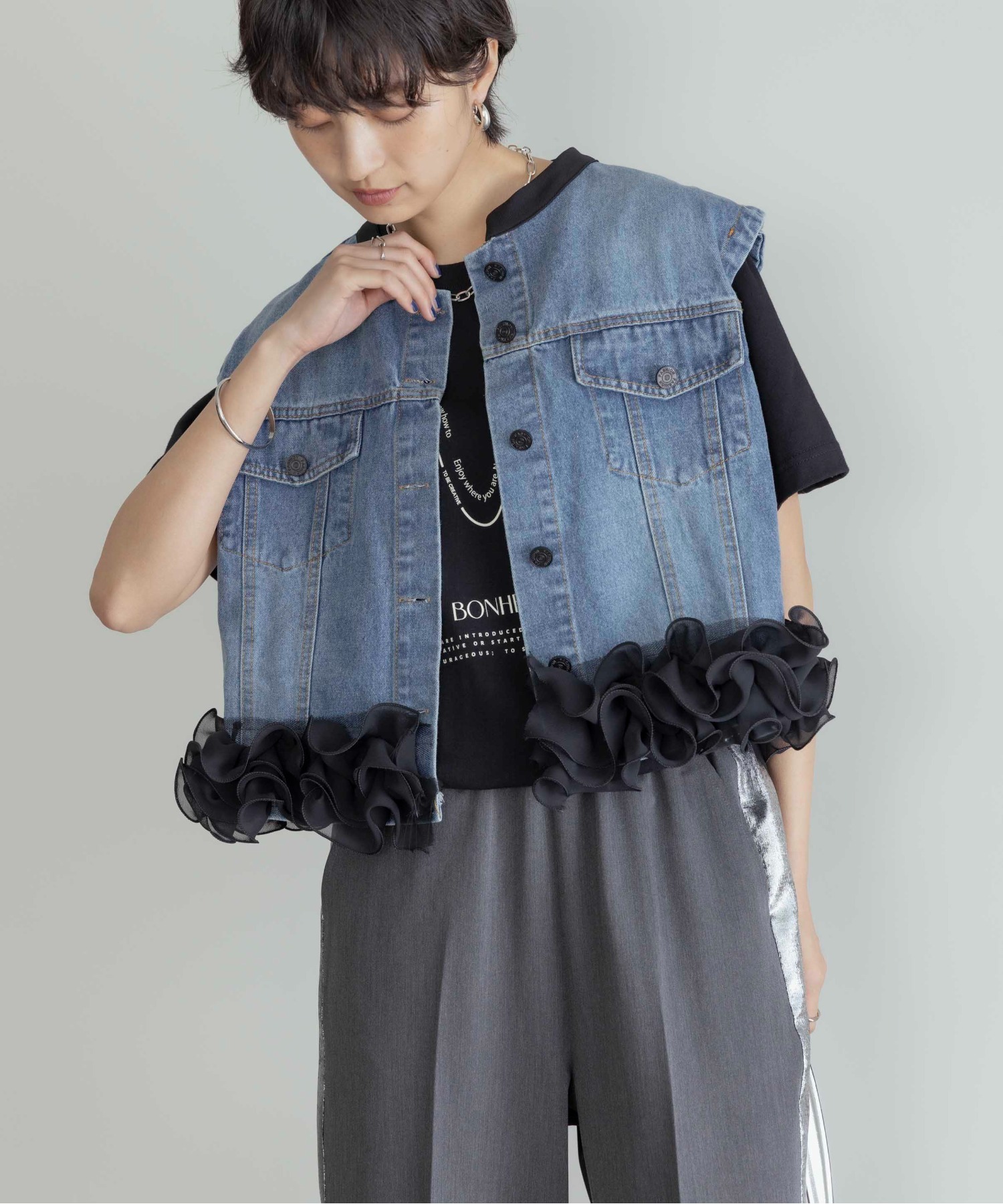 Eimee Law デニムベスト ヘムフリルデニムベスト Eimee Law│Eimee Law & LHELBIE 公式