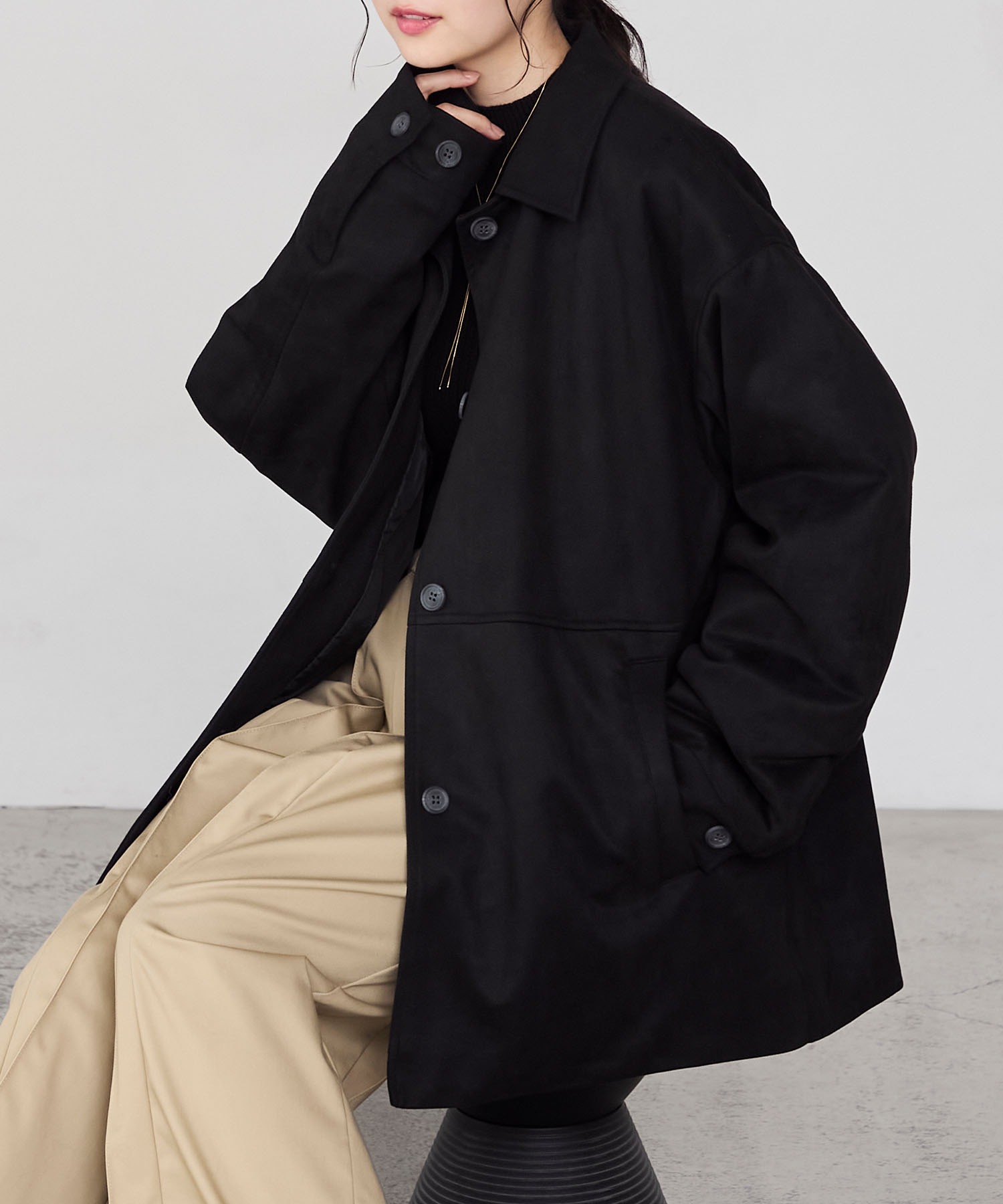 forksy.】ヴィンテージライク中綿入り衿付きカーコート forksy.│MONO