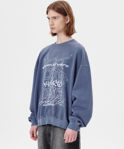 mahagrid マハグリッド ブルー ユニセックス 韓国 ストリート スウェット mahagrid/マハグリッド』VARSITY LOGOS SWEATSHIRT/バーシティロゴ