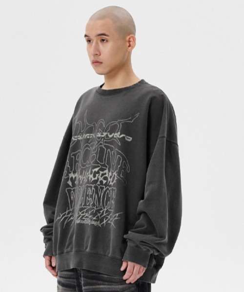 mahagrid/マハグリッド』MULTI-LOGO PIGMENT SWEATSHIRT/ロゴ