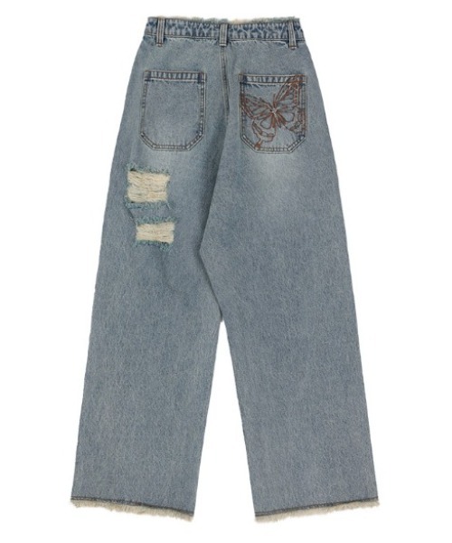 国産品 A'GEM/9 × .kom 『 FANCY CLUB/ファンシークラブ』 DESTROYED パンツ