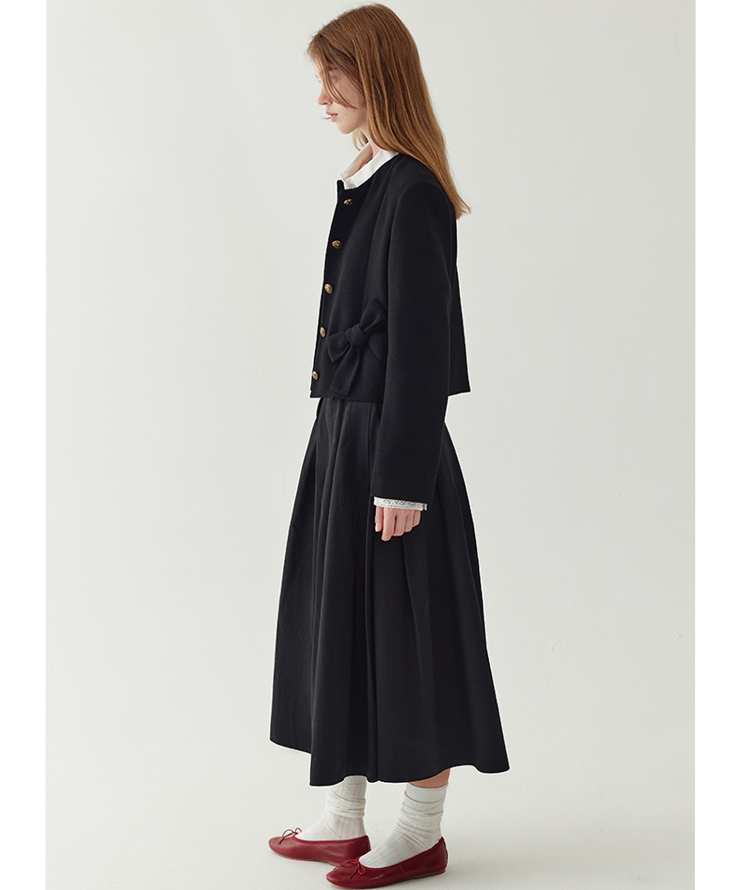 リボンデザイン ノーカラージャケット FQ24W076【Fano Studios