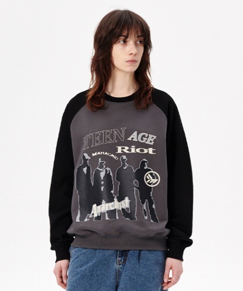 ★mahagrid★ ANARCHIST SWEATSHIRT ANARCHIST SWEATSHIRT[CHARCOAL] - MAHAGRID
