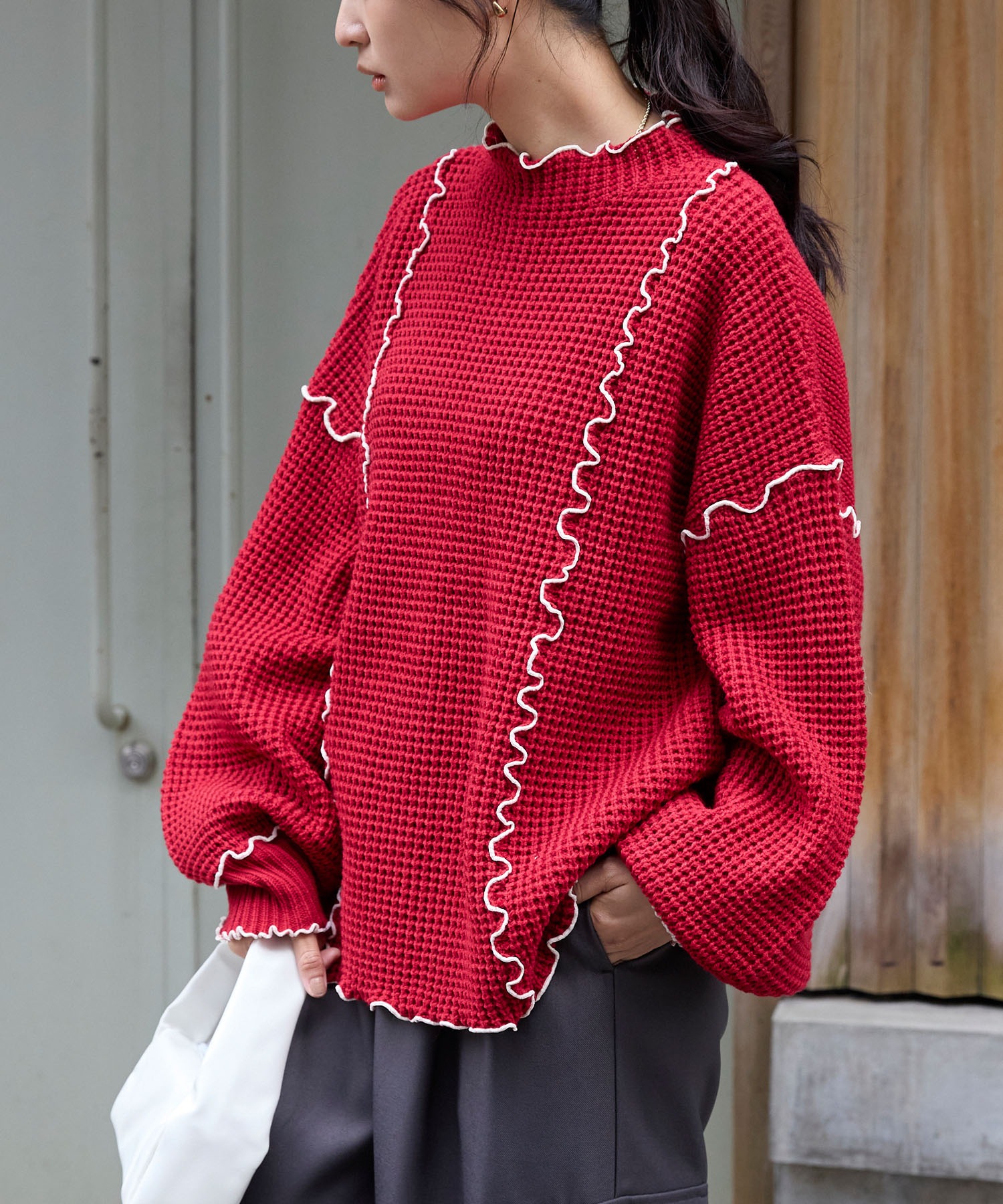 その他 B881135 マシンウォッシャブル>ヘビーワッフル メロー ボリュームスリーブ