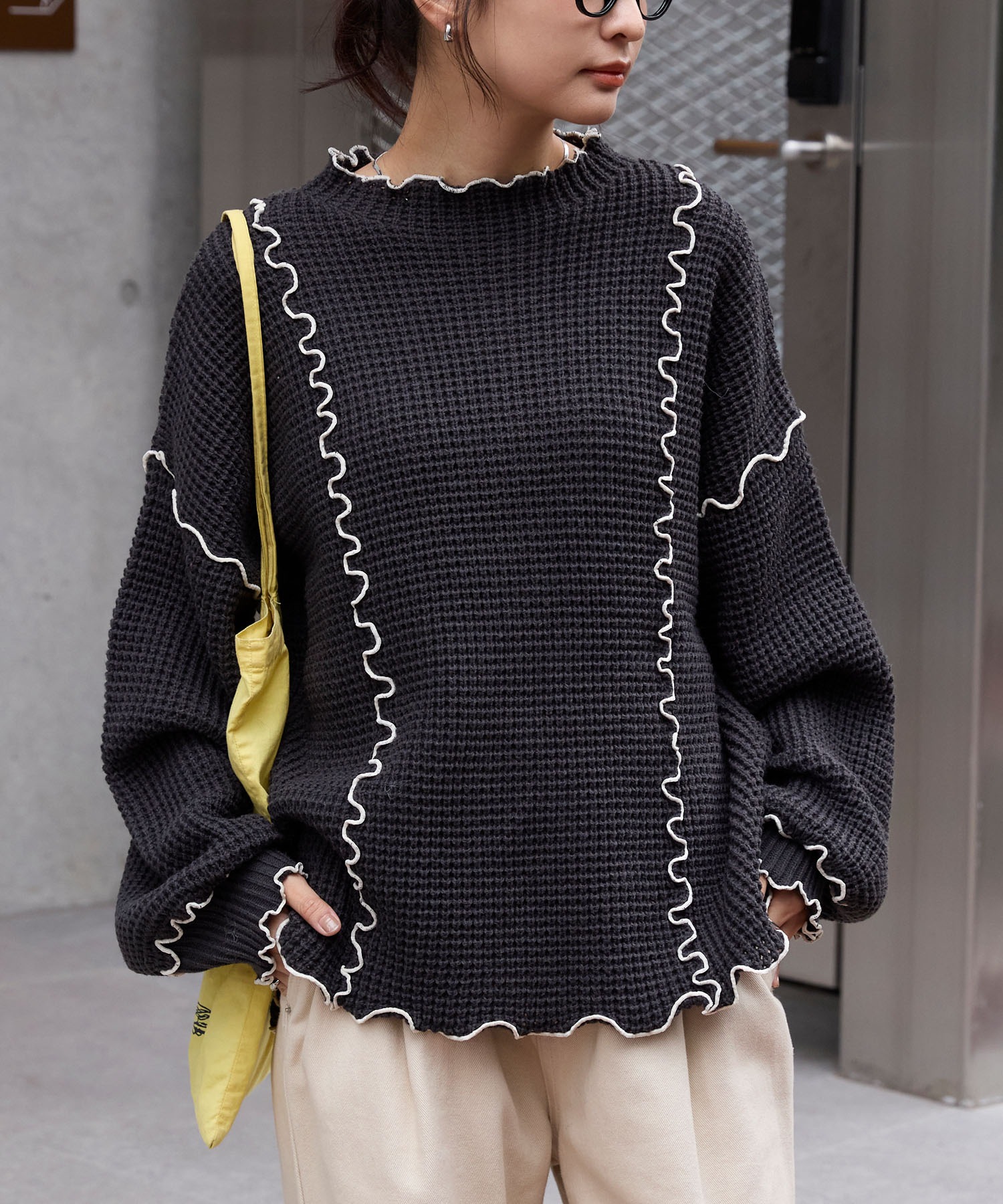 その他 B881135 マシンウォッシャブル>ヘビーワッフル メロー ボリュームスリーブ