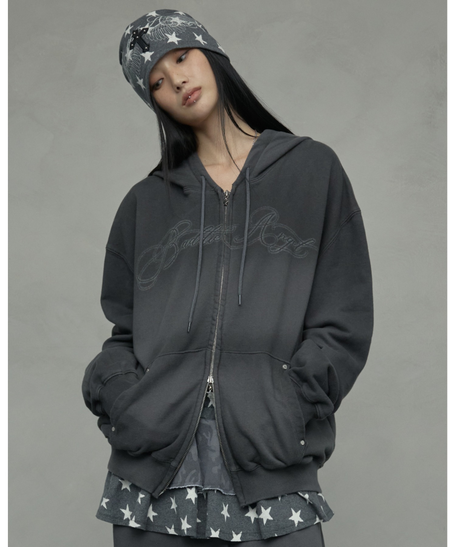 A'GEM/9 × .kom 『NIIER NOR/ニアノア』 DIRTY WASHING HOOD ZIP-UP