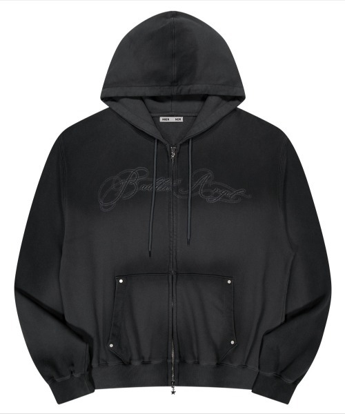 NOKCHA ジップアップパーカー A'GEM/9 × .kom 『NIIER NOR/ニアノア』 DIRTY WASHING HOOD ZIP-UP