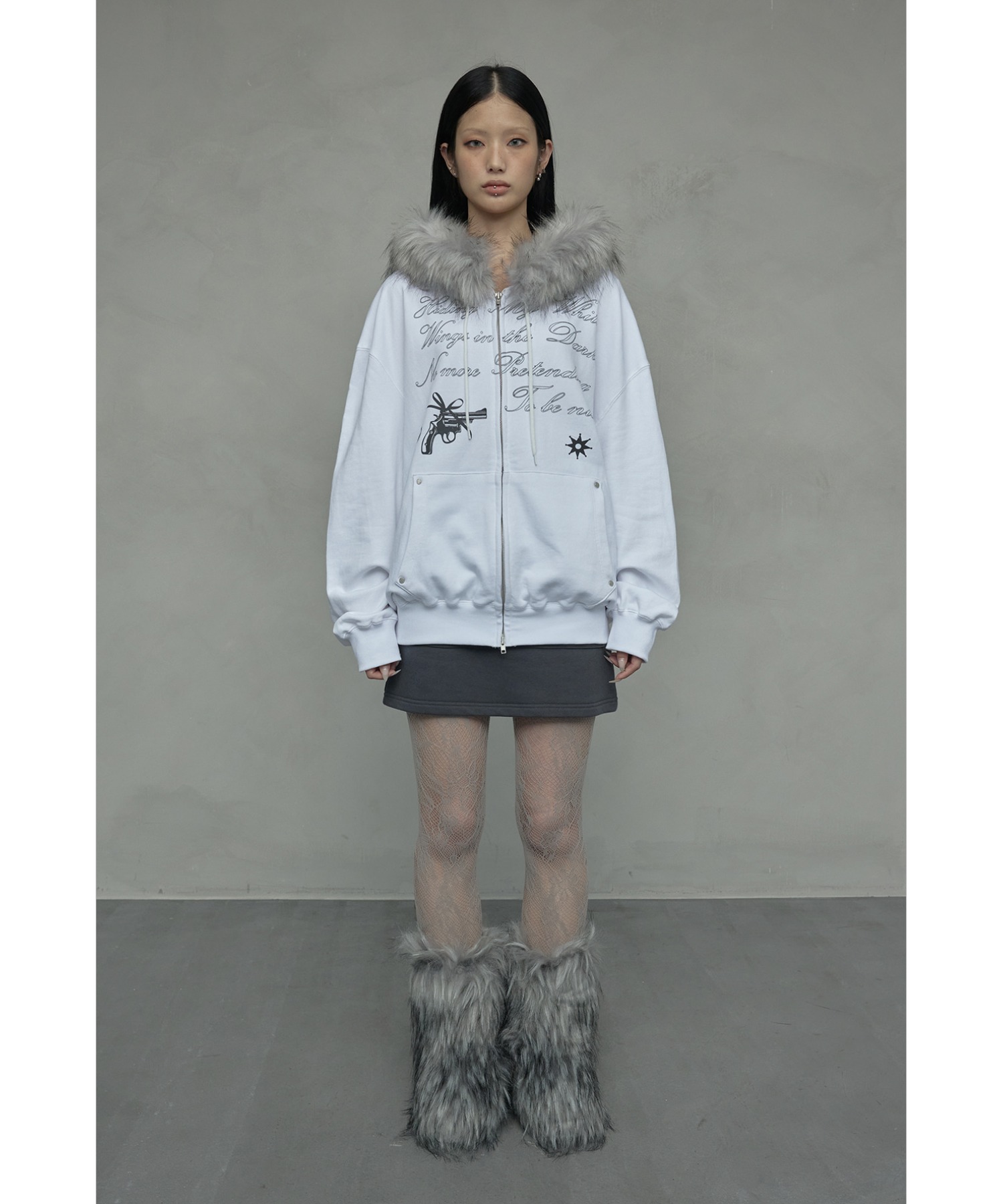 A'GEM/9 × .kom 『NIIER NOR/ニアノア』 KILL SHOT FUR HOOD ZIP-UP