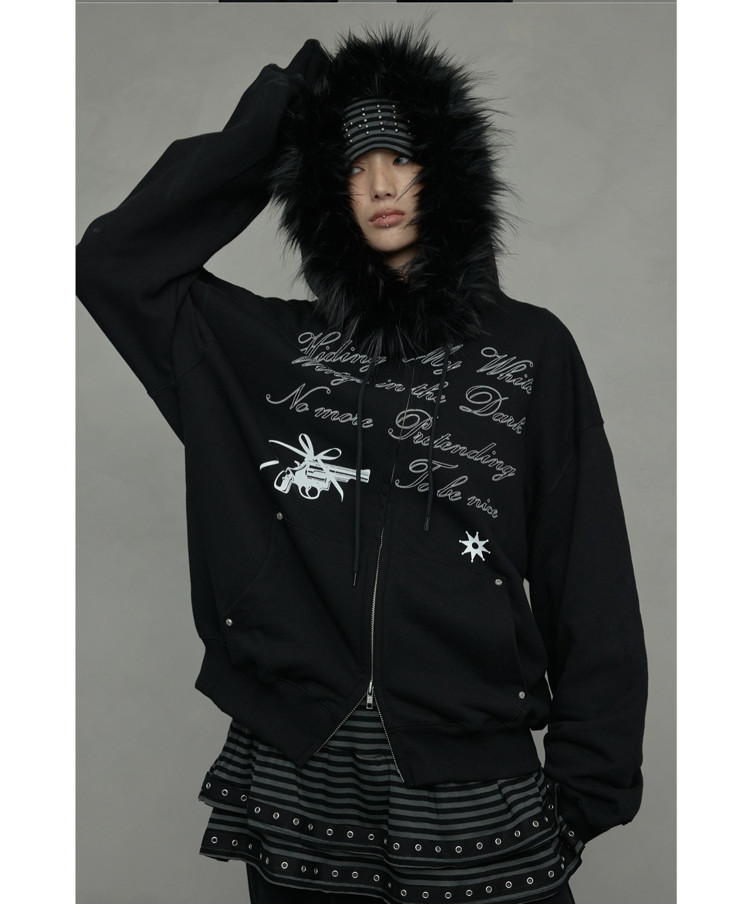 マルシィ winter night ニット風ロゴプリントパーカー アッシュ L AZUL BY MOUSSY | フォトジャガードニット (ニット ) |SHEL'TTER WEBSTORE