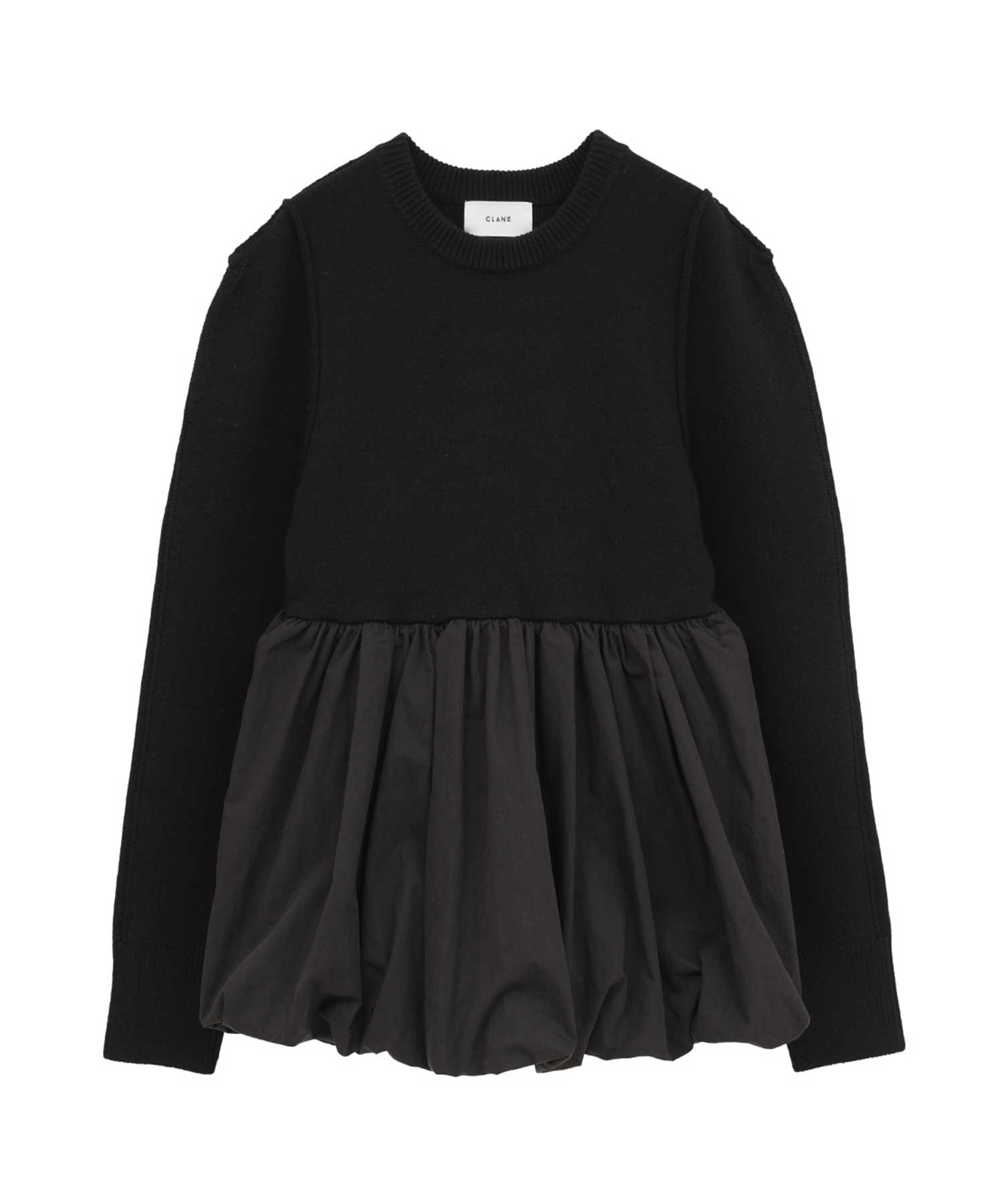[CLANE] Docking Power Shoulder Knit Tops — топ с драпировкой и эффектом «докинг»