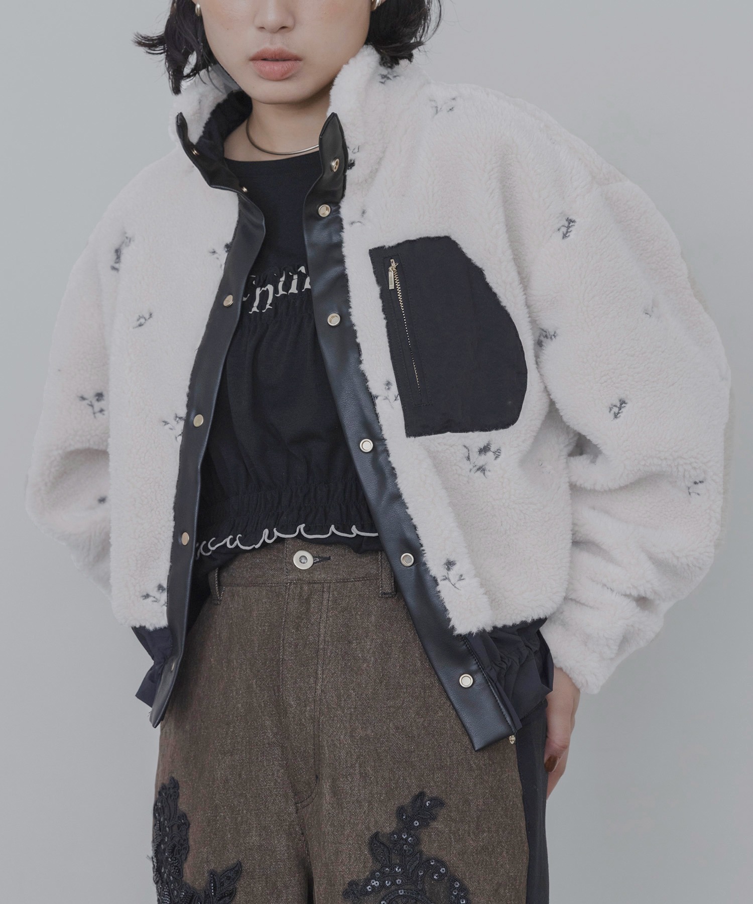 リバーシブル エンブロイダリーボアブルゾン Eimee Law│Eimee Law