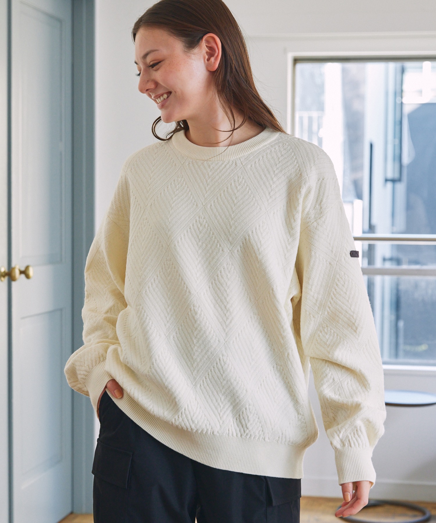 ジオメトリック クルーネックニット アーガイル / ボーダー【THE CRAFT