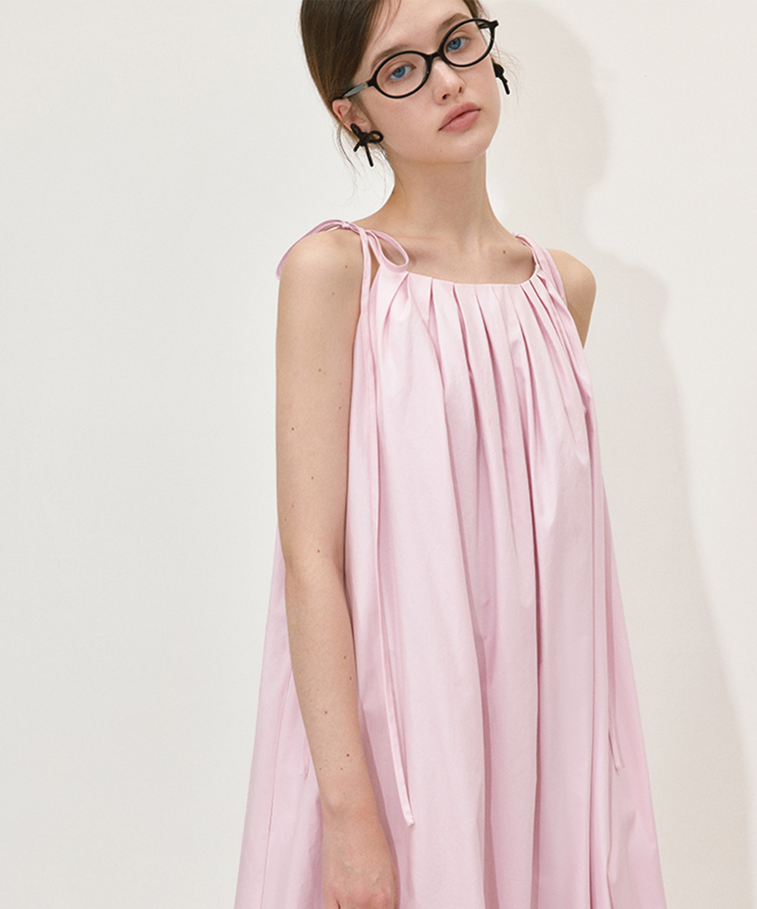 ボートネック ショルダーリボン ギャザーワンピース FX24L232【Fano  