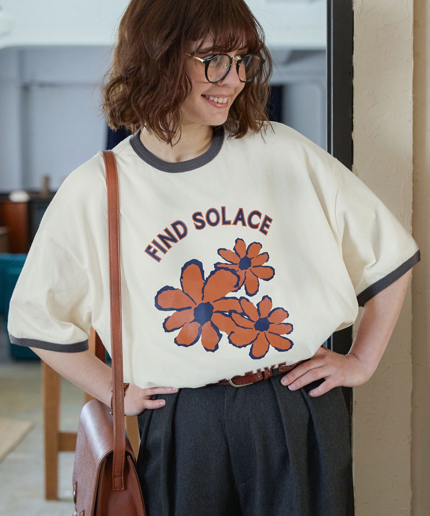 vintage health science 同色 リンガー デザイン Tシャツ - トップス