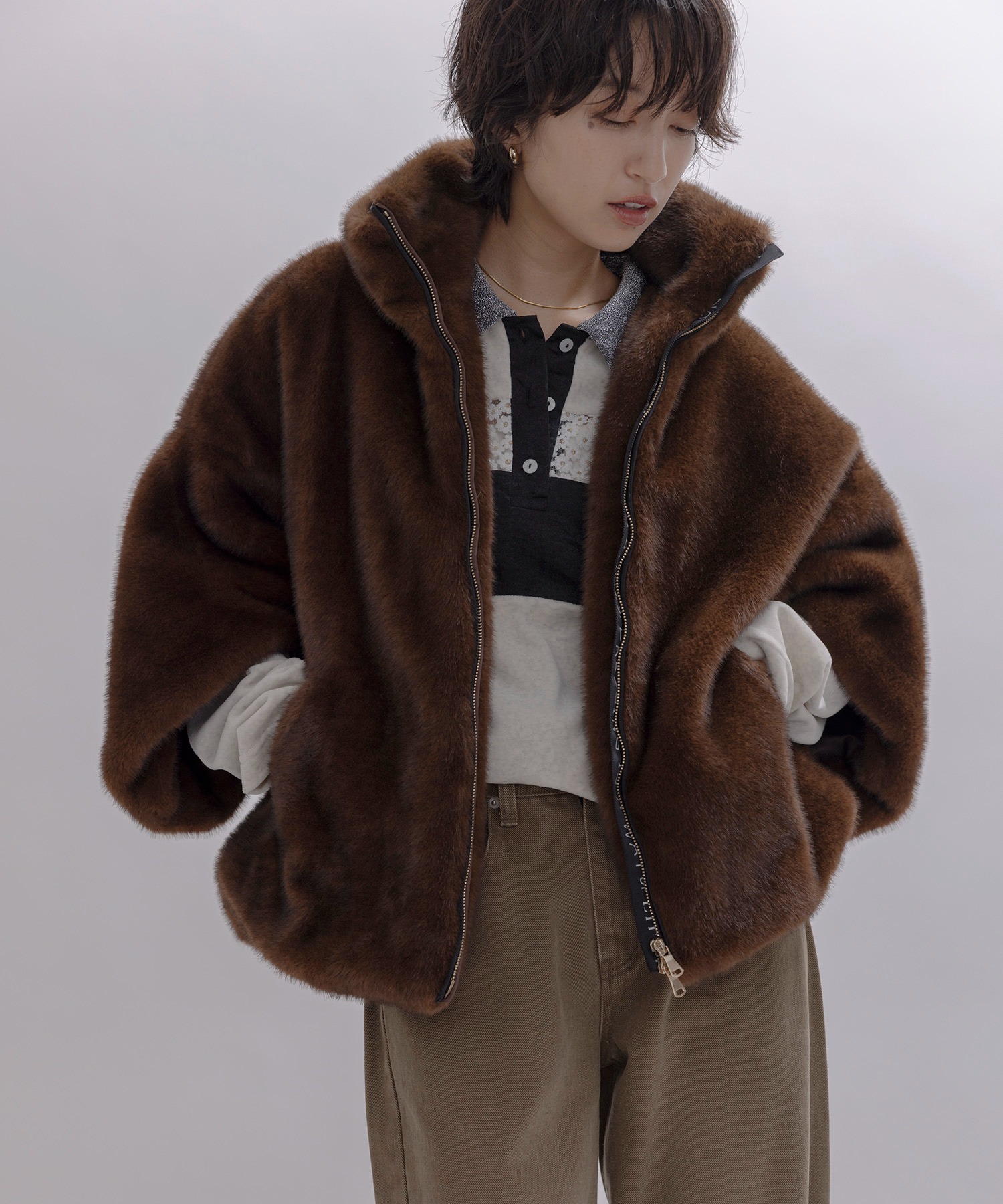 ミンクファー スタンドネックショートコート Eimee Law│Eimee