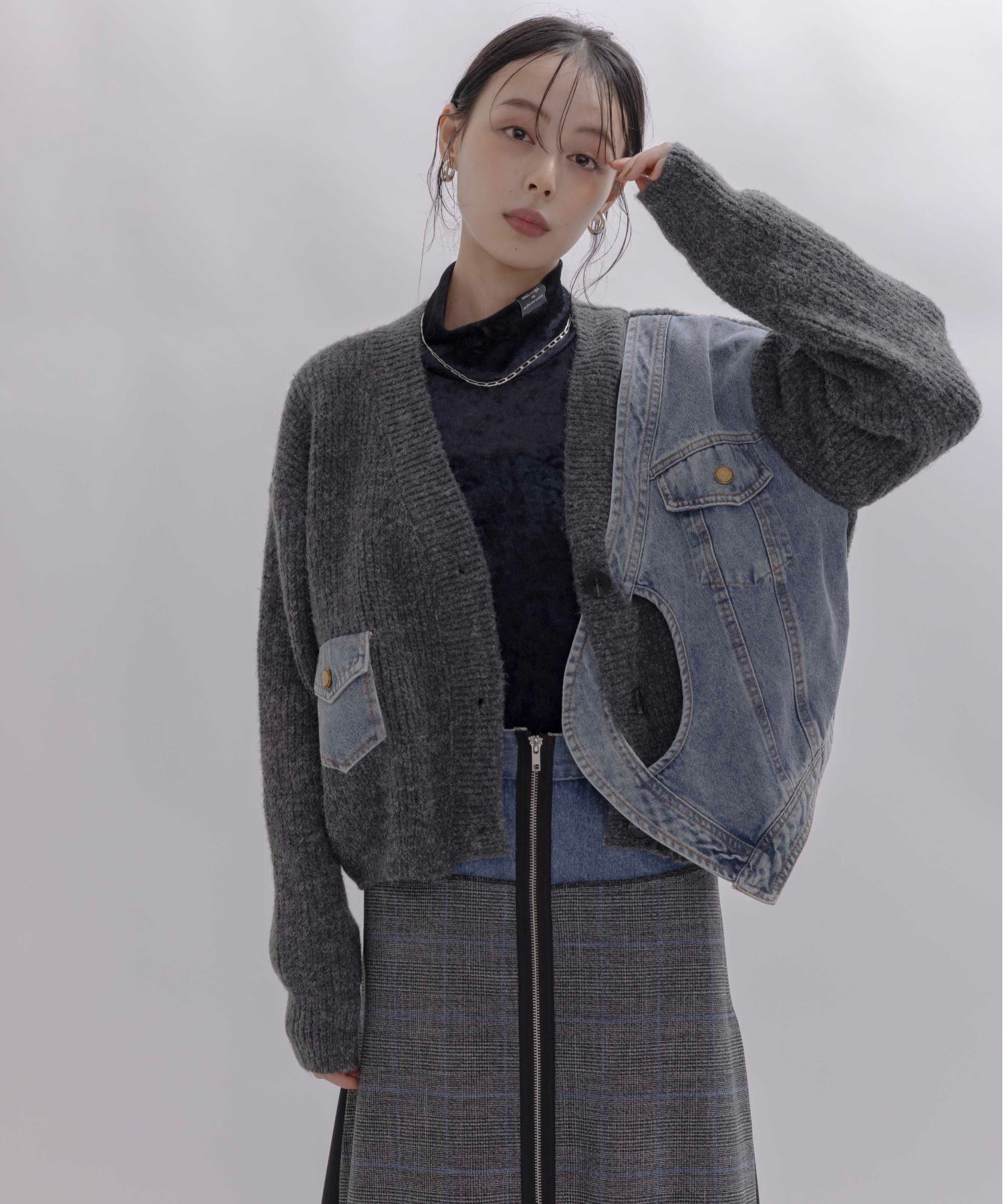 まいか デニムドッキングニットカーデ Eimee Law│Eimee Law & LHELBIE 公式