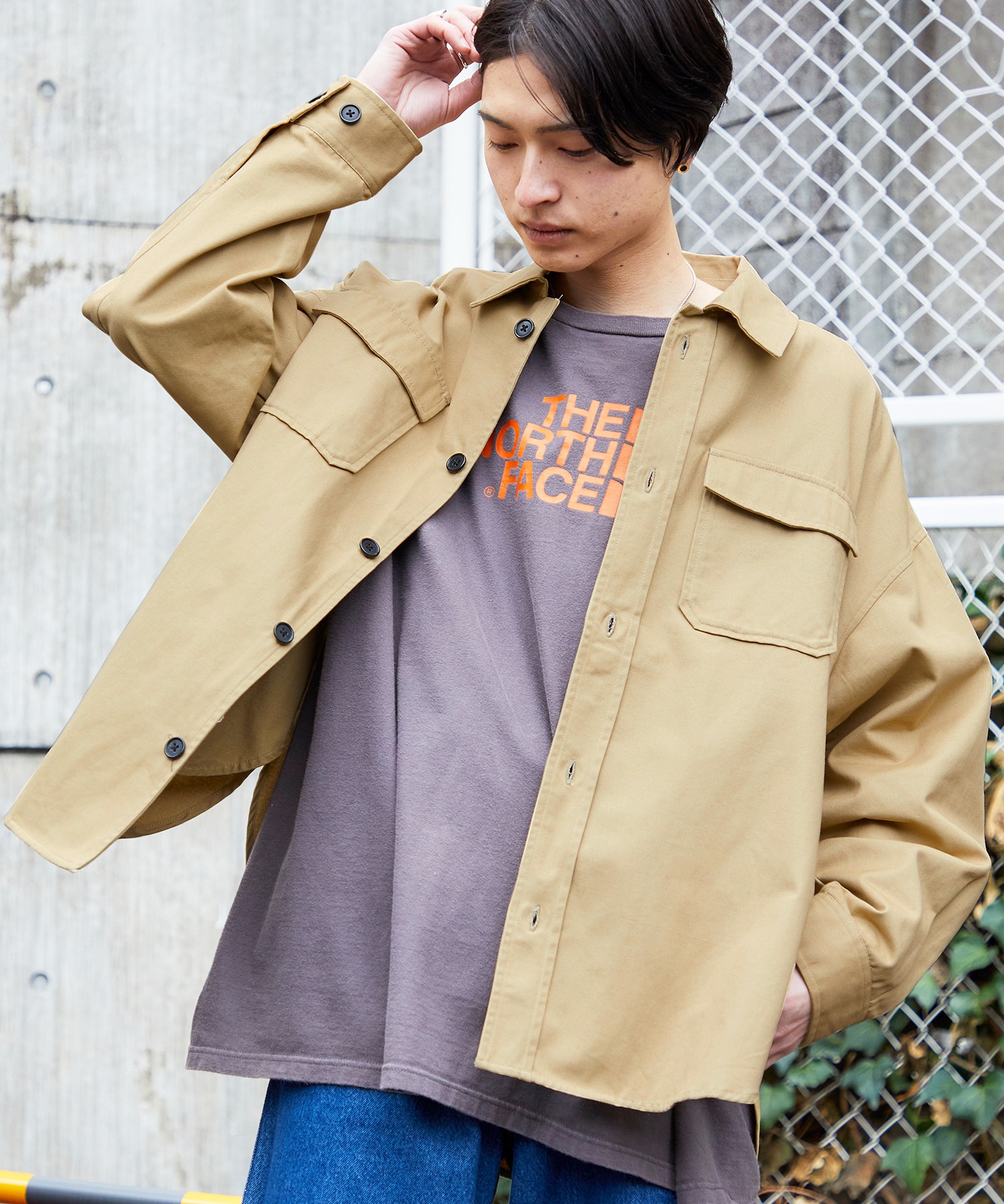 ポイント2倍 【FUSE×Dickies】ワークCPOシャツブルゾン ブラウン