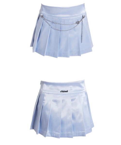 CRANK クランク 選ぶなら SATIN CHAIN TENNIS SKIRT サテンチェーンテニススカート ミニスカート プリーツスカート