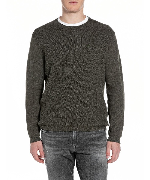 Denim Effect — вязаный крон‑свитер (crew neck knit)