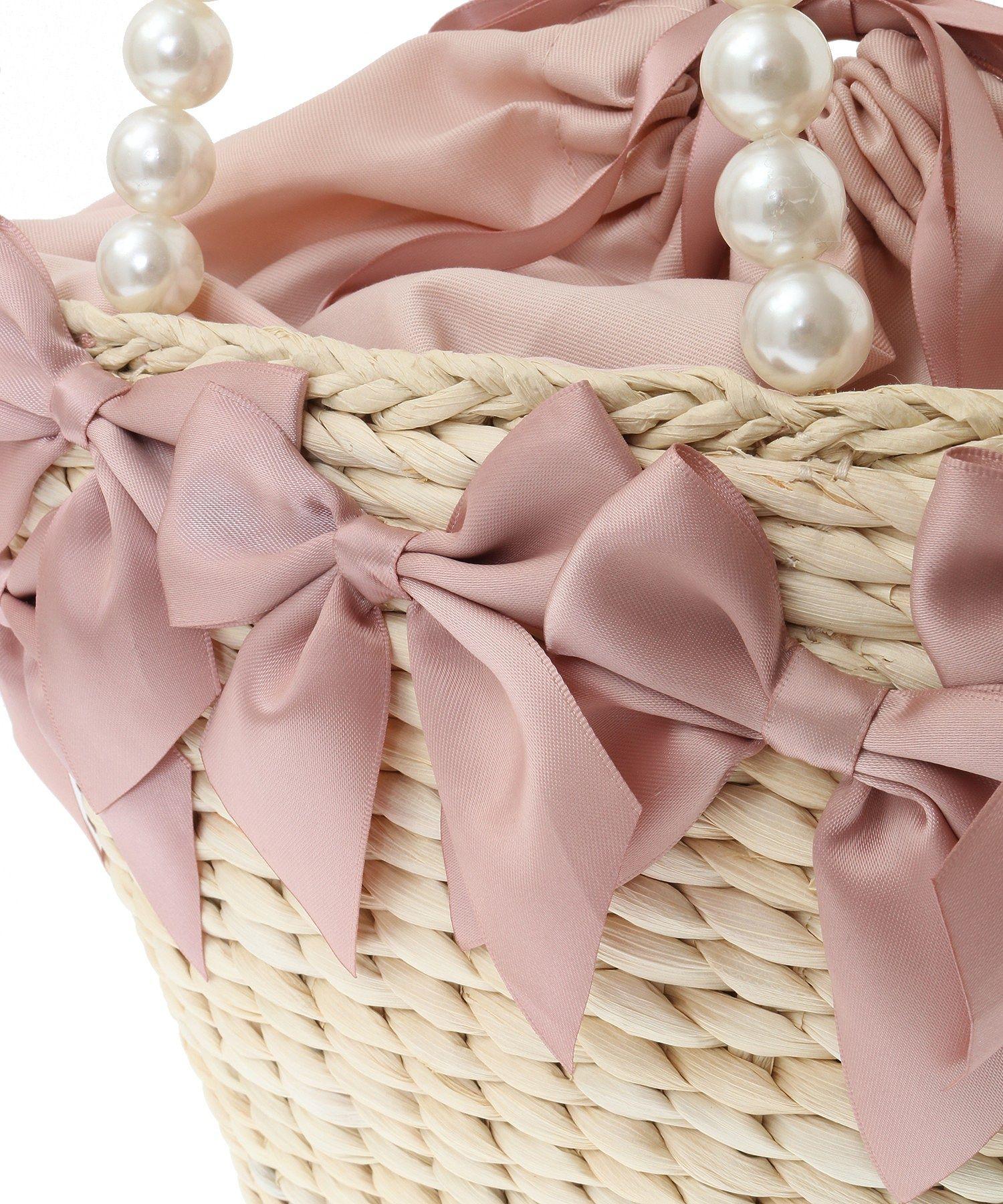 パールハンドルメイズリボンカゴバッグ 割引