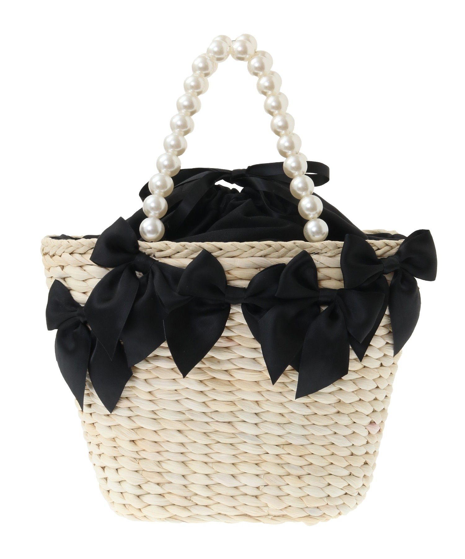 パールハンドルメイズリボンカゴバッグ 割引