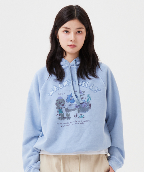 Womens pigment grafit full zip hooded parka — женская парка‑худи синяя